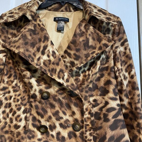 INC International Concepts Leopard Double Breasted Jacket Small *Missing Belt - Picture 3 of 11
